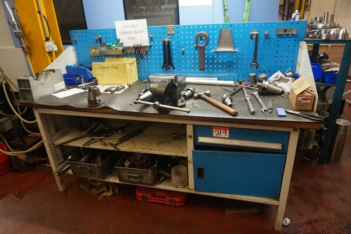 Work Bench with Drawer, Cupboard and Tooling Rack