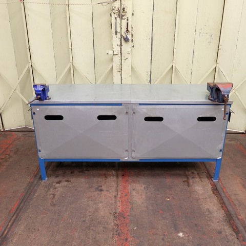 Steel Workbench with Galvanised Top and Bench Vices