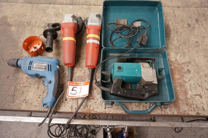 Makita Jigsaw (2) Hand Held Grinders, Power Base Drill