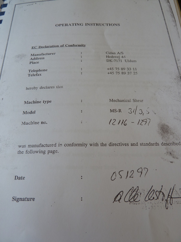 Cidan MS-R 3135 3100 x 3.5mm Direct Drive Mechanical Guillotine Shear