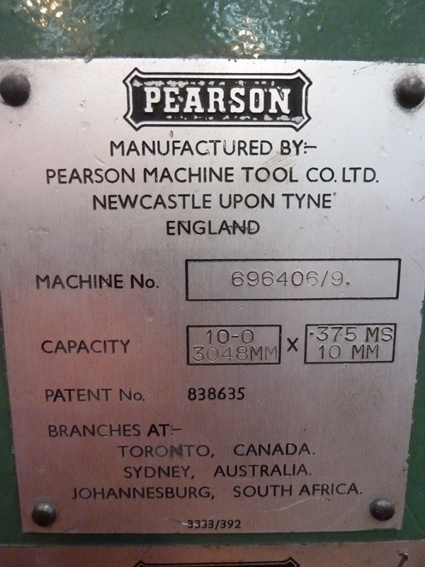 Pearson TX 3048mm x 10mm Hydraulic Swing Beam Guillotine Shear