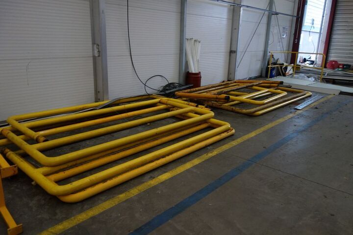 Various Yellow Tubular Steel Safety Barriers
