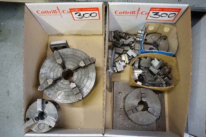 (2) 3 Jaw Chucks, (1) 4 Jaw Chuck
