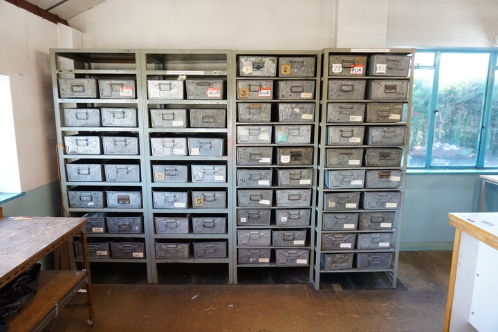 (4) Racks with Large Qty of Tote Tins