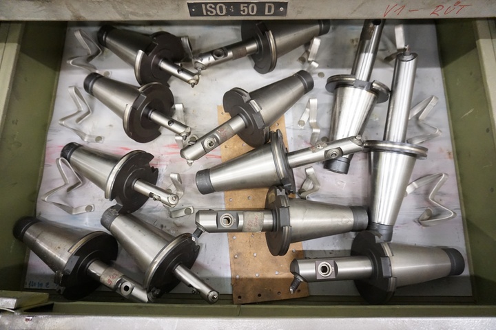 Cupboard with Qty of ISO 50 Tooling and Boring Heads