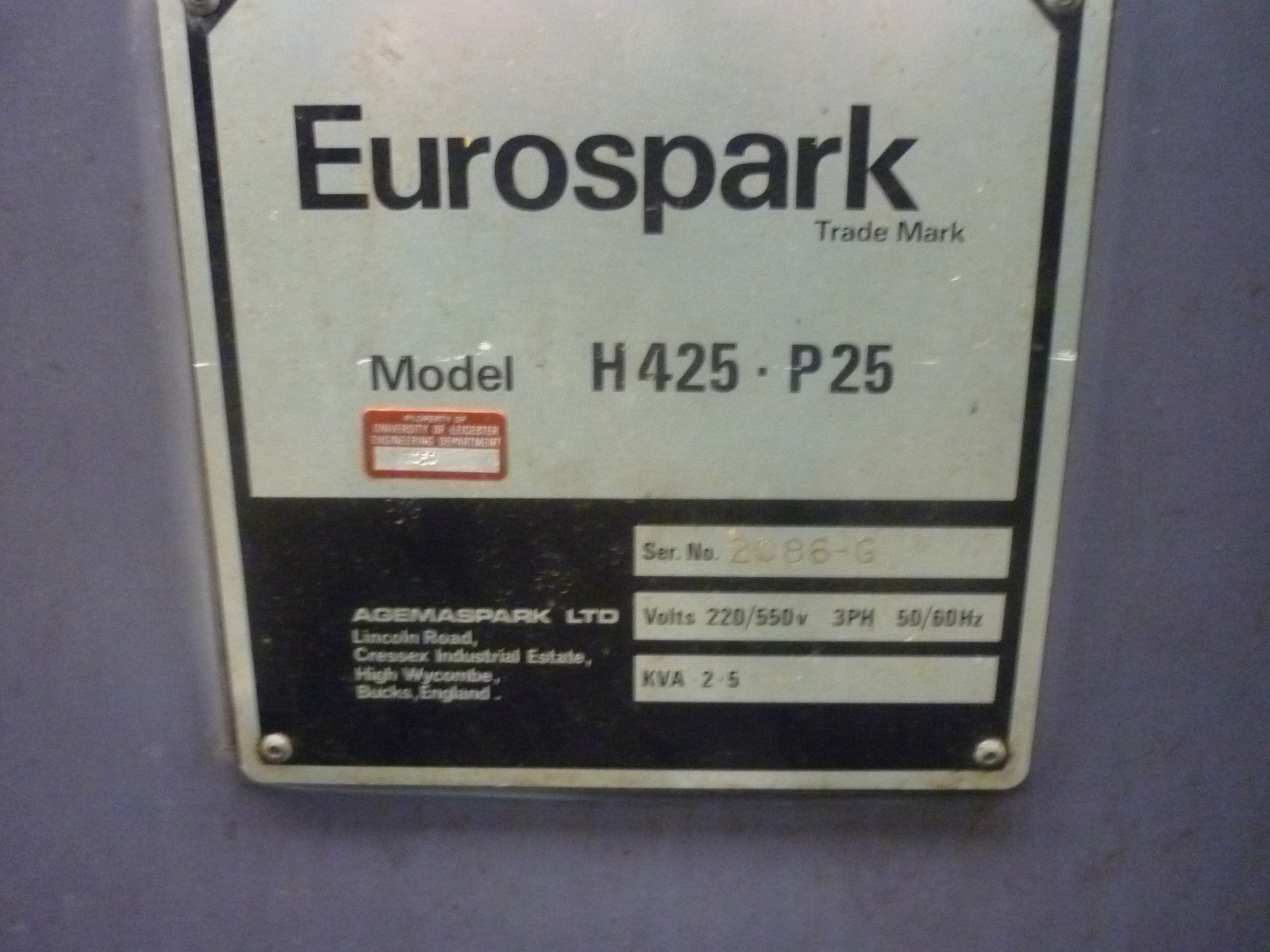 Eurospark Model H425-P25 Spark Eroder