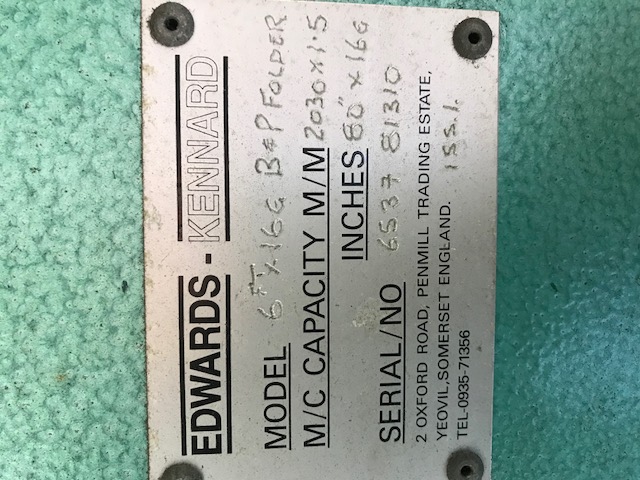 Edwards 6ft 16G B&P Trufold Box & Pan Folder