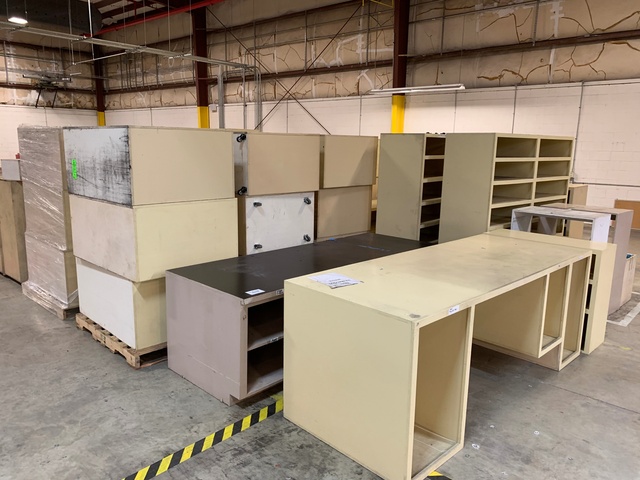 Large Lot of wood Cabinets and Shelving Units