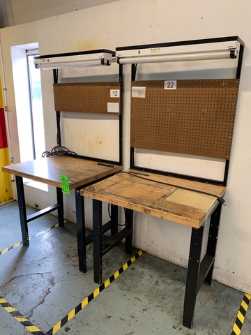 Lot of (2) Wood Top Work Benches 30" x 36"