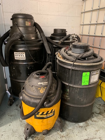 Lot of (3) Oil Vacs and (1) Shop Vac