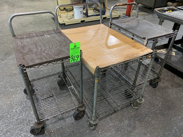 Lot of (3) Rolling Shop Carts