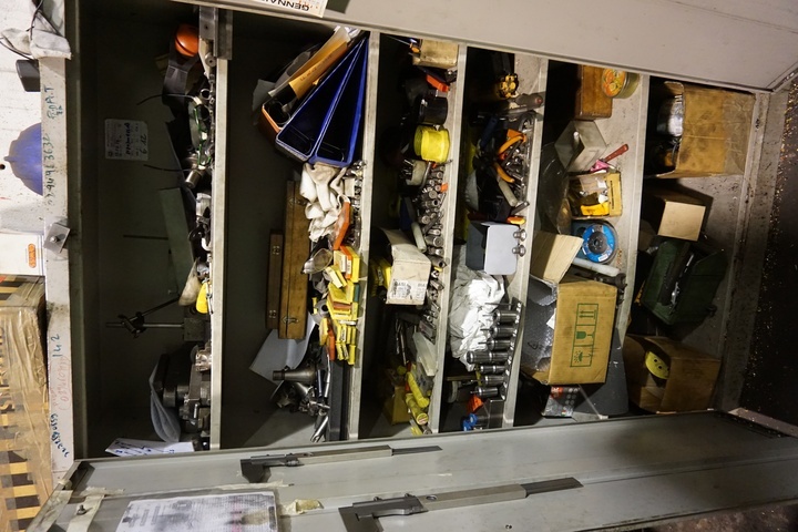 Cupboard with Qty of Carbide Tips, Collets, Cutters, Verniers and Clamping Sets