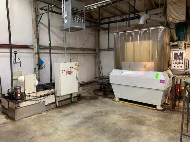 Custom Grinder Cell w/ 6" x 120" Belt, Sony Millman DRO, Infeed and Outfeed Conveyor, Paper Filter