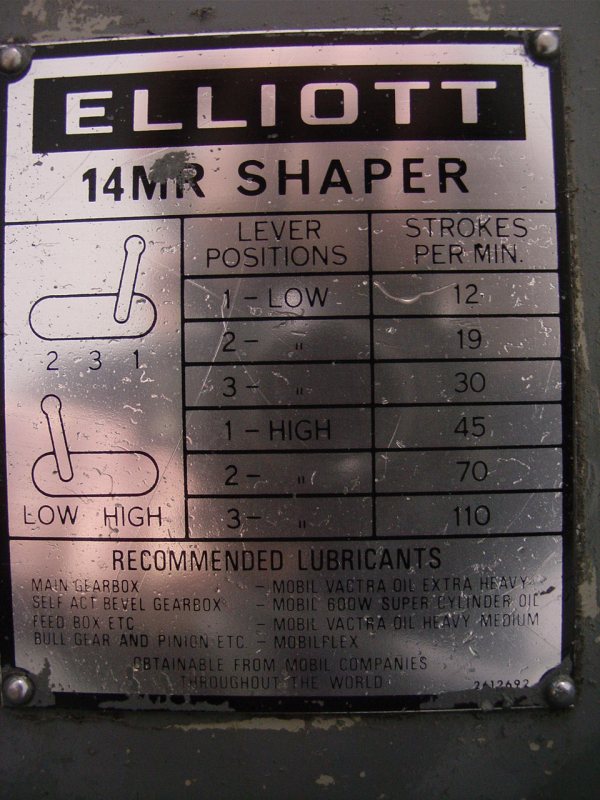 Elliott 14MR 14" Shaping Machine
