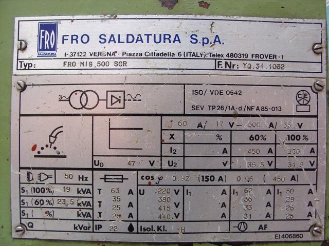 Fromig Type Fro 500 SCR Mig Welding Set