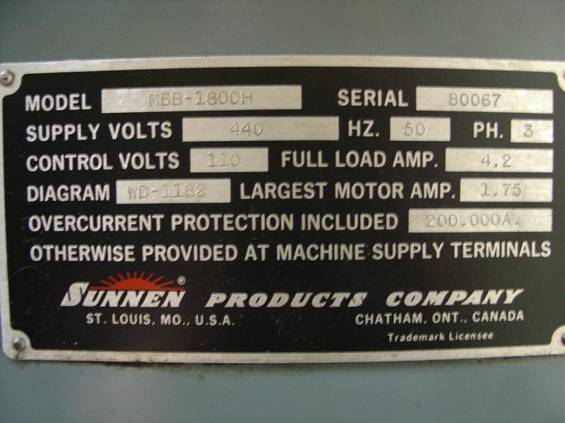 Sunnen MBB-1800H Horizontal Auto Honing Machine