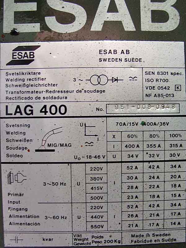 ESAB LAG 400 Mig Welder