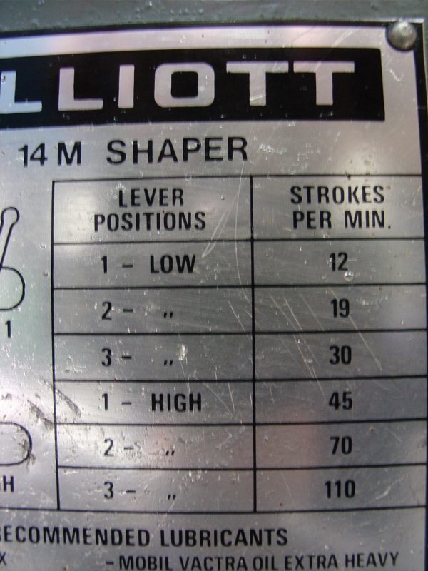 Elliott 14M 14" Shaping Machine