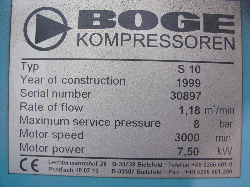 Boge Type S10 Rotary Screw Compressor