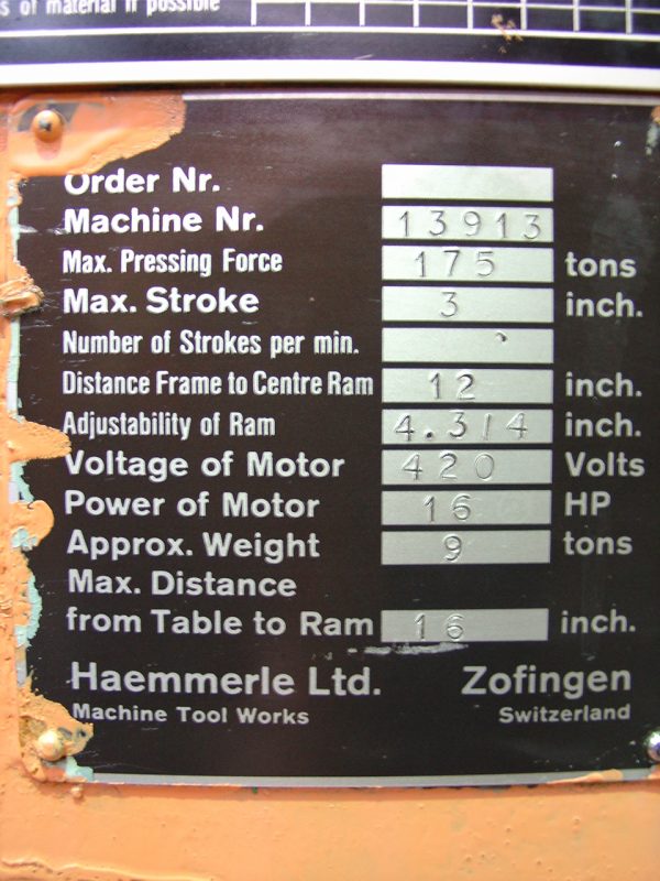 Hammerle Hydraulic Press Brake