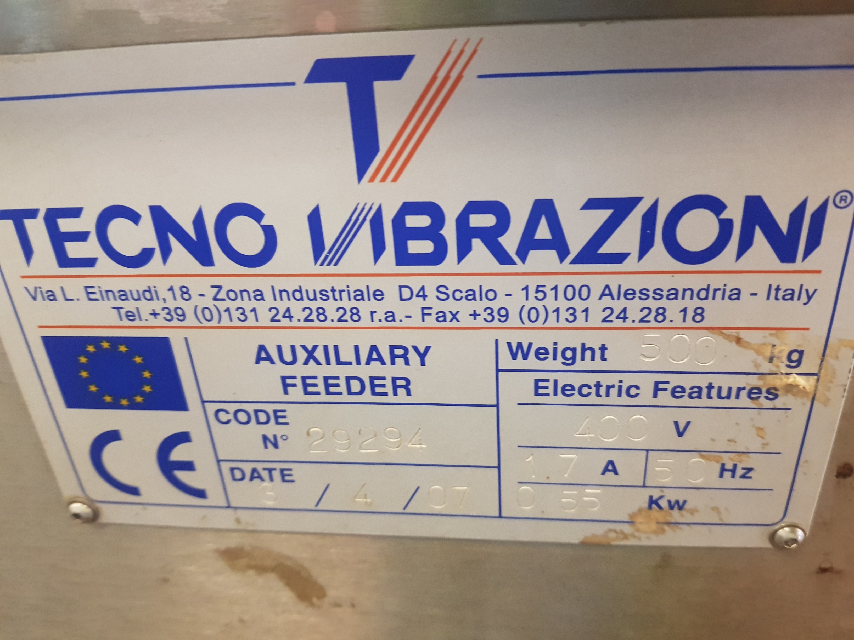 Tecno Auxiliary Hopper Feeder with Elevator