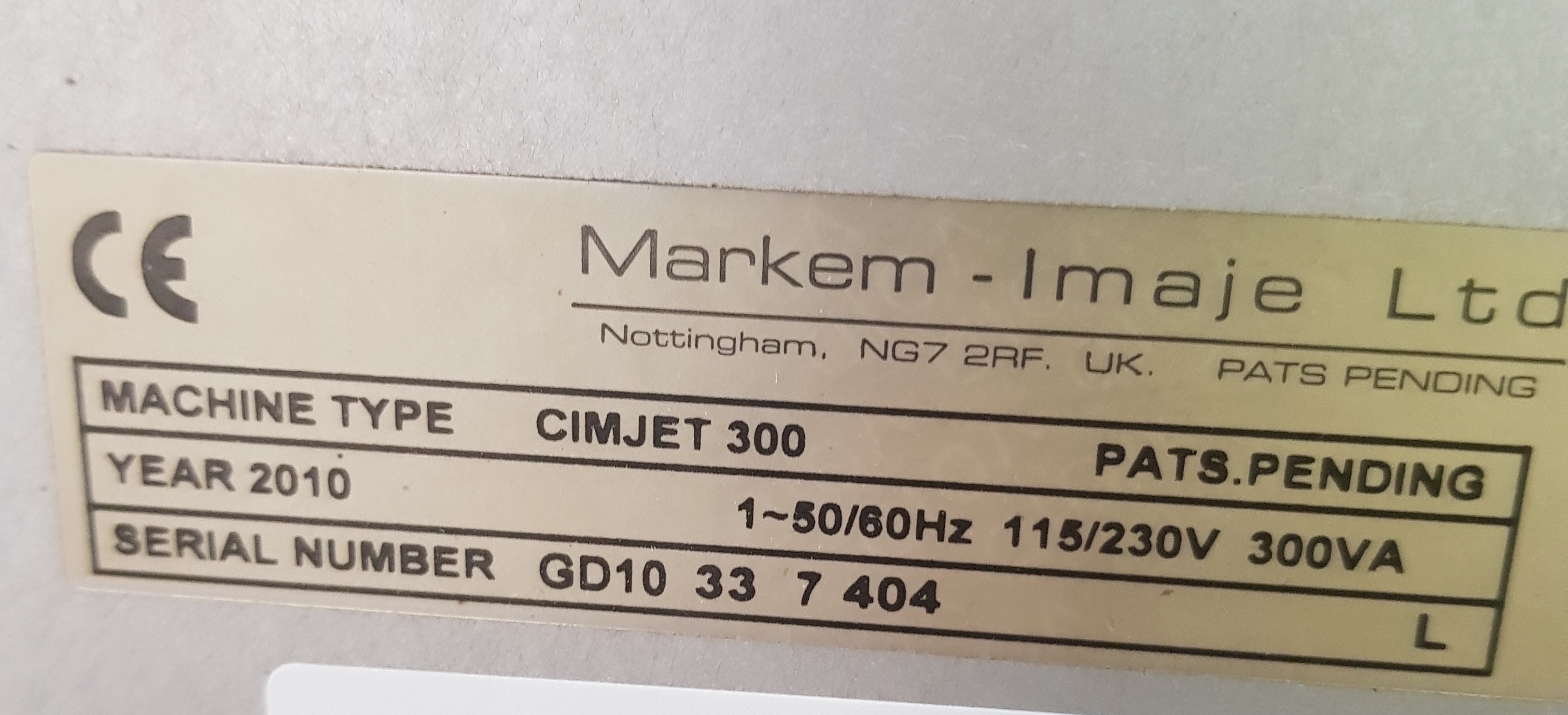 Markem CimJet Series 300 Labeller