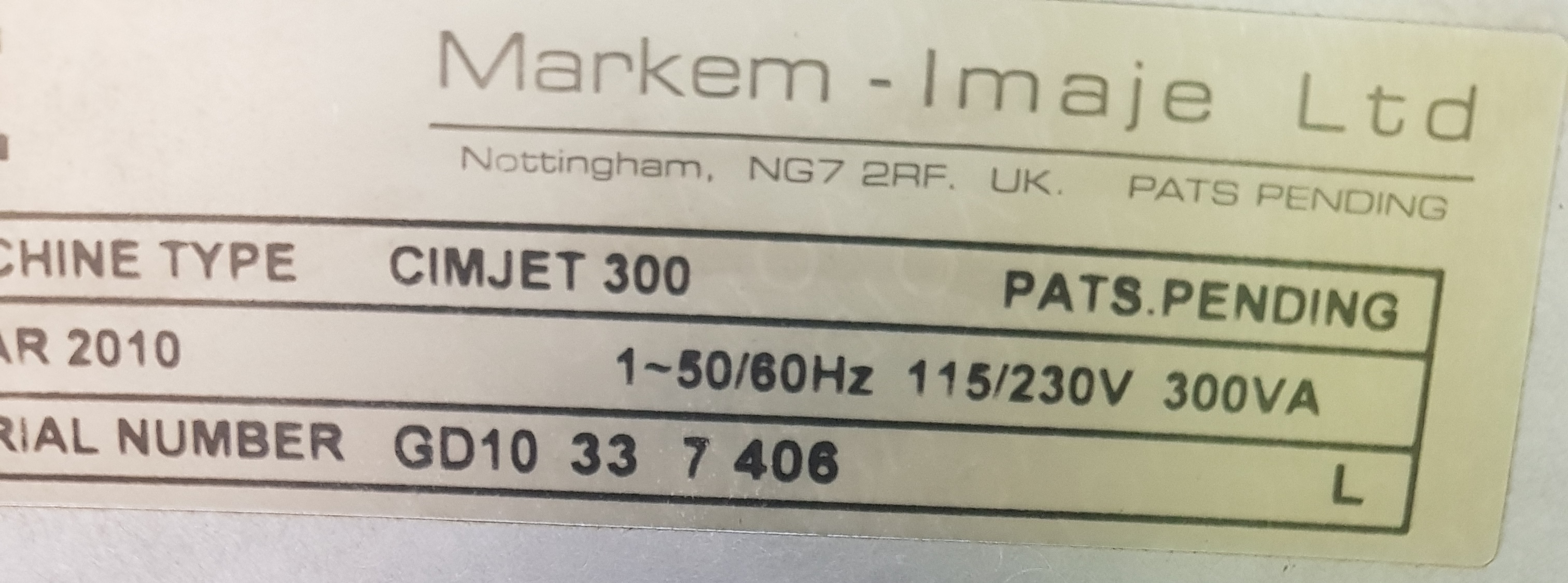 Markem CimJet Series 300 Labeller