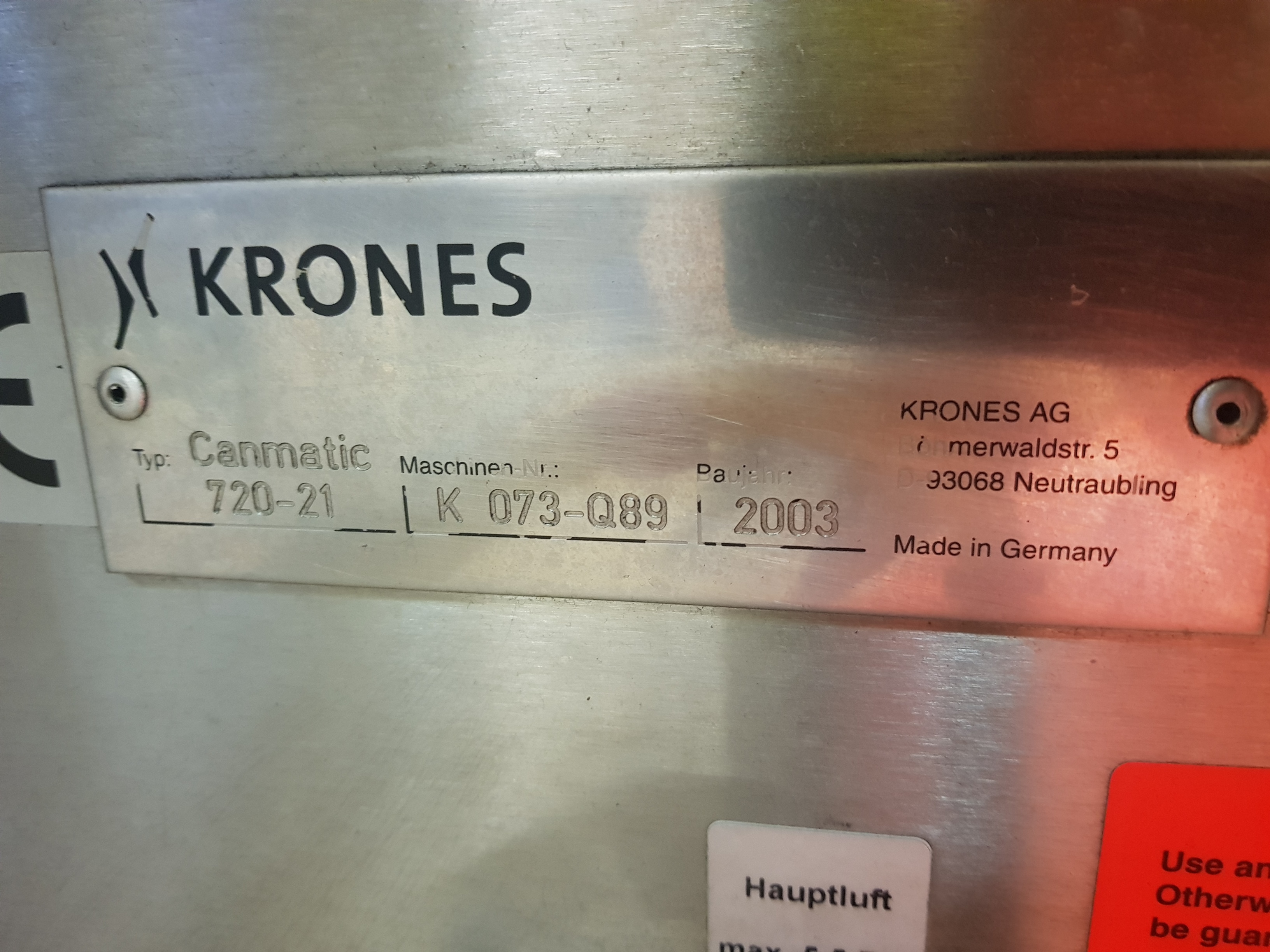 Krones Canmatic 720-21 Twin Station Labeller