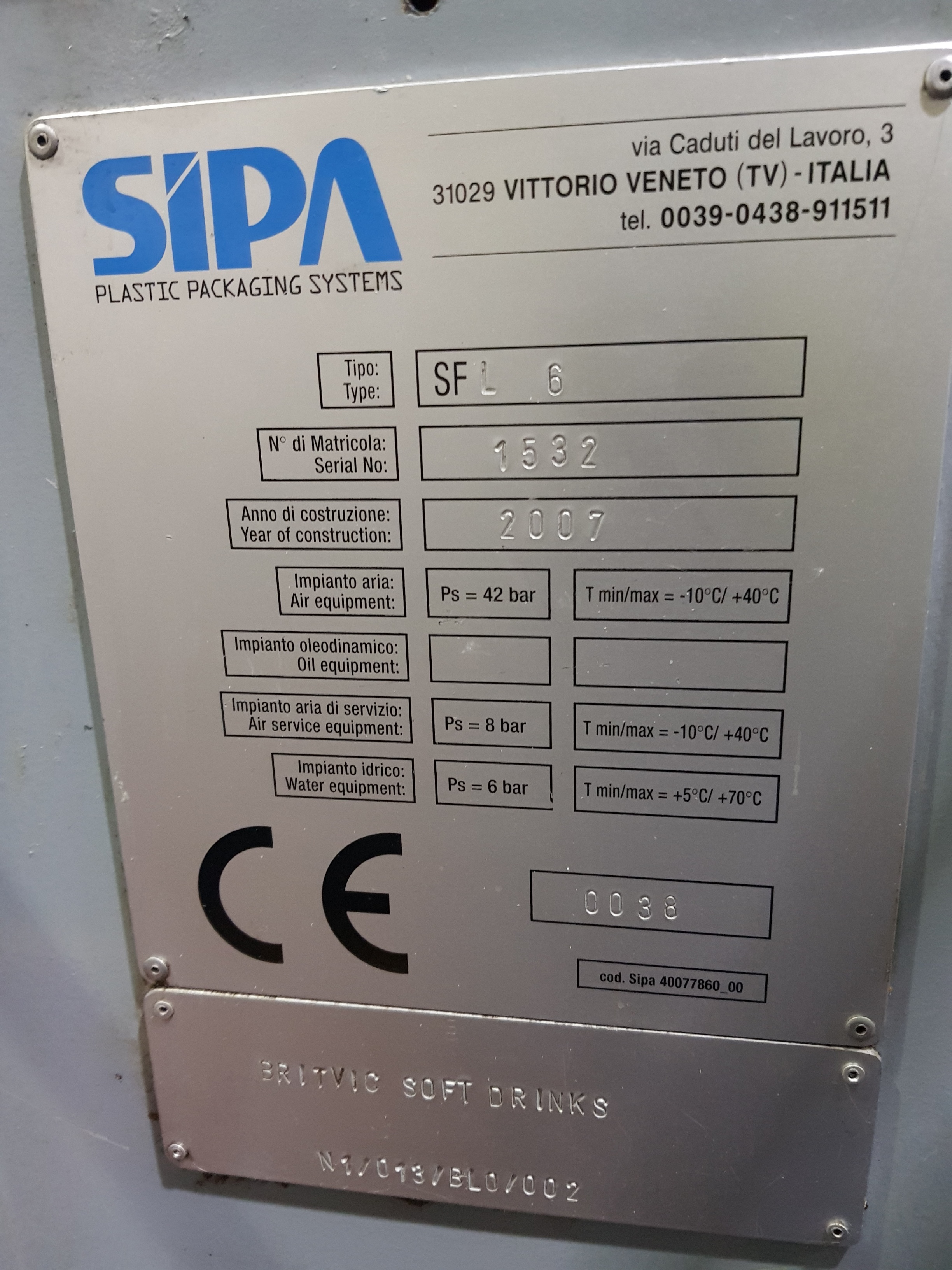 SIPA SFL6 Linear Stretch Blow Moulder