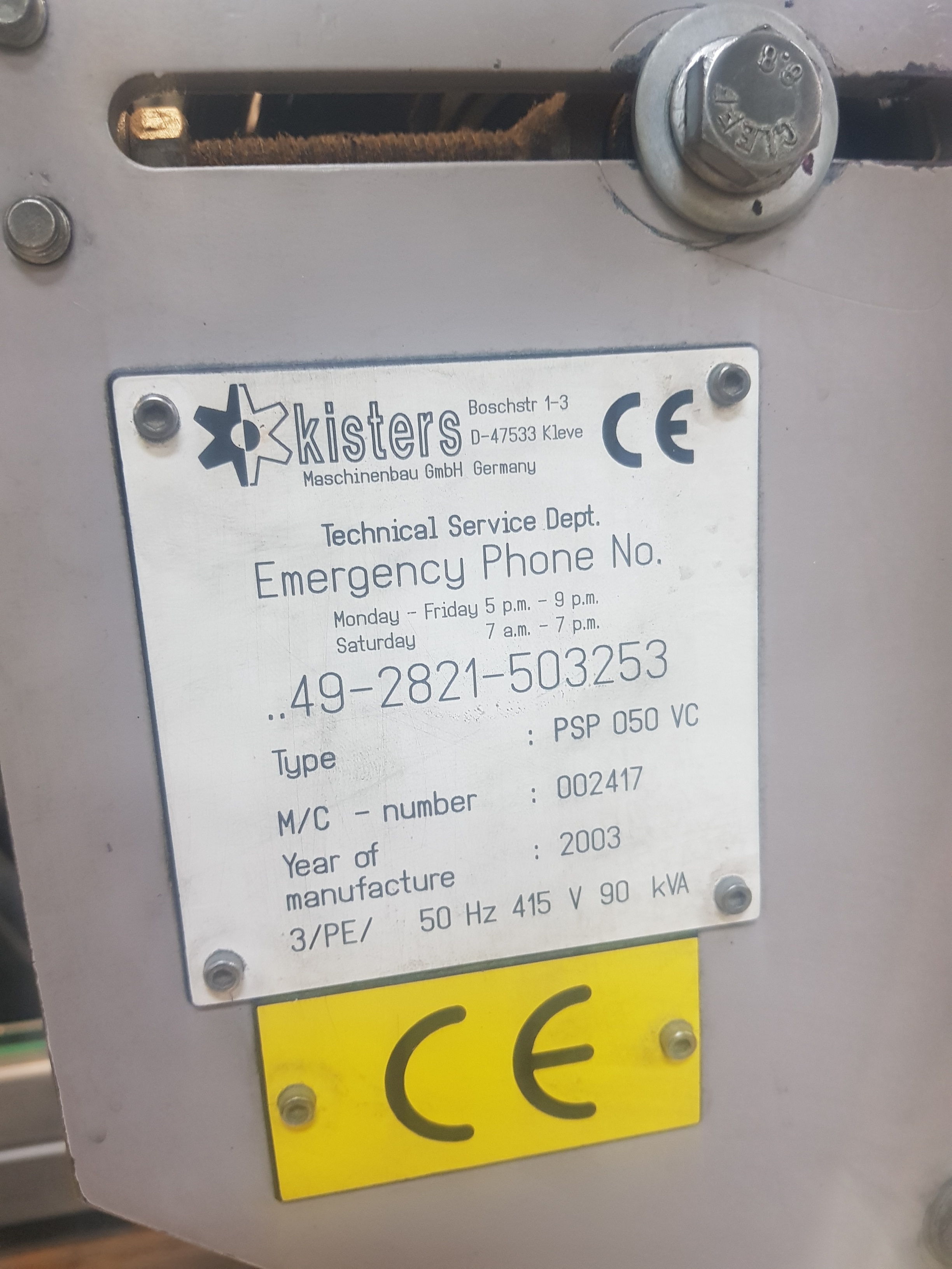 Kisters PSP-050-VC Tray Packer / Shrink Tunnel