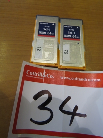 (2) Sony SxS-1 64BG Memory Cards