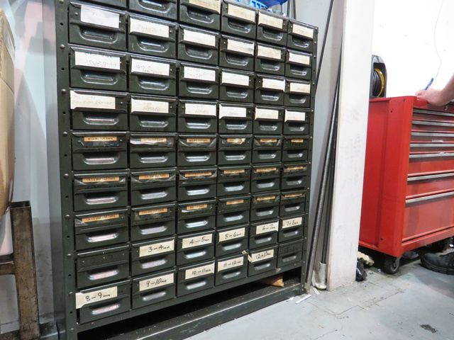 Storage Cabinet with 54-Drawers & Contents