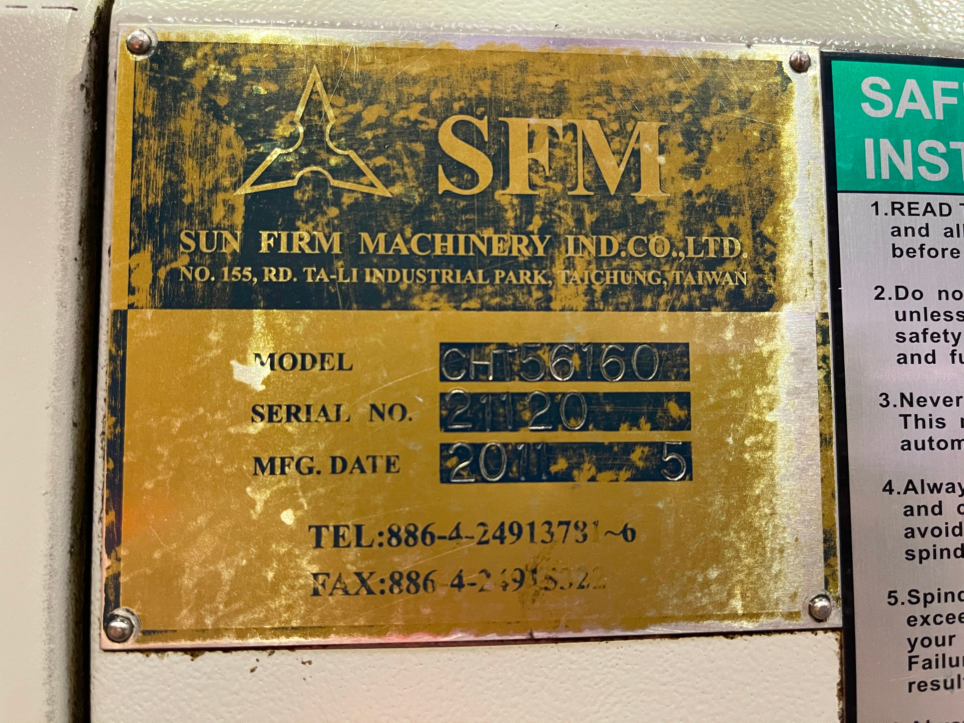 Sun Firm Machinery (SFM) CHT 56160 Heavy Duty Long Bed CNC Lathe (2011)