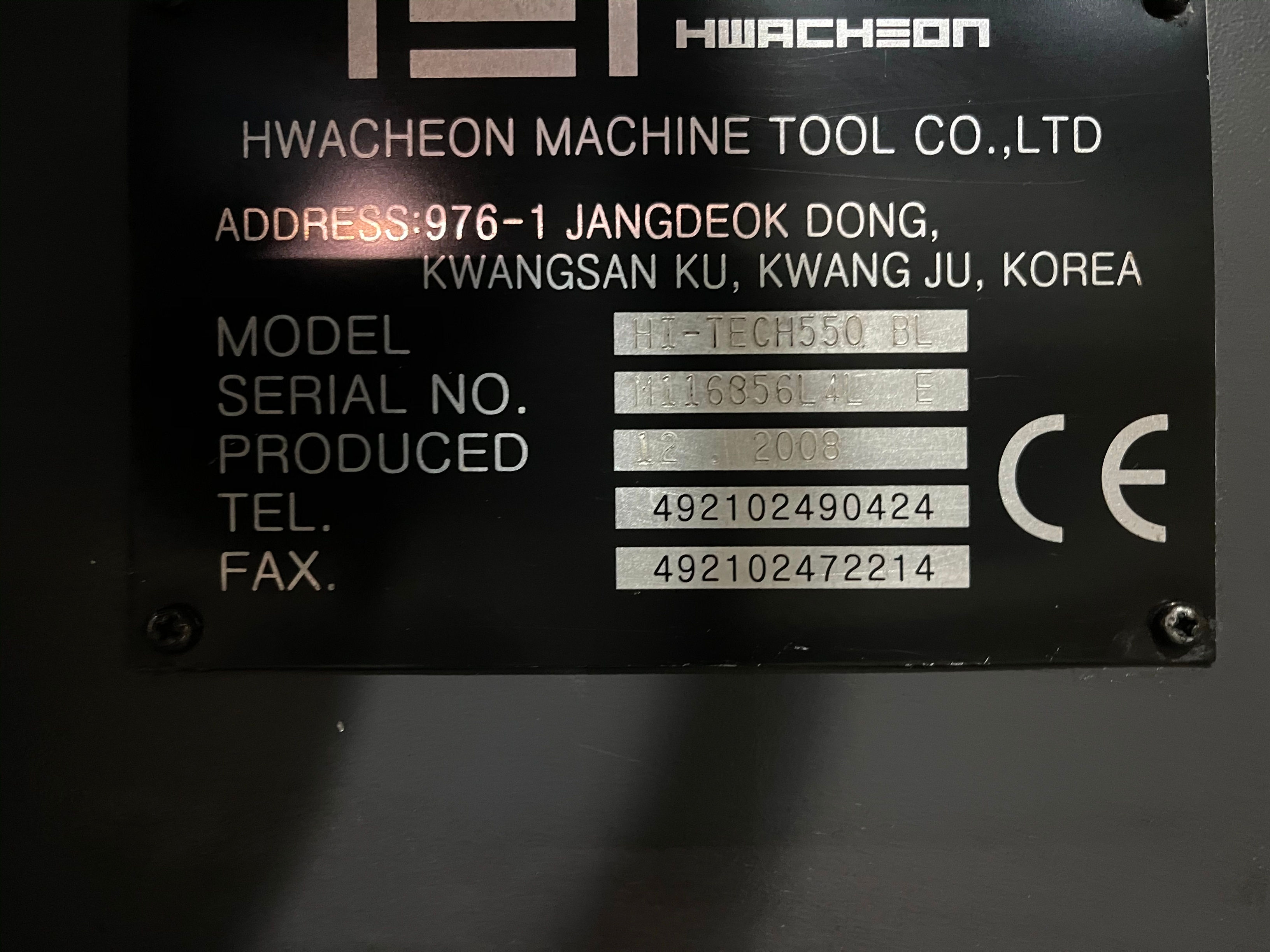 Hwacheon Hitech 550 BL CNC Lathe (2008)