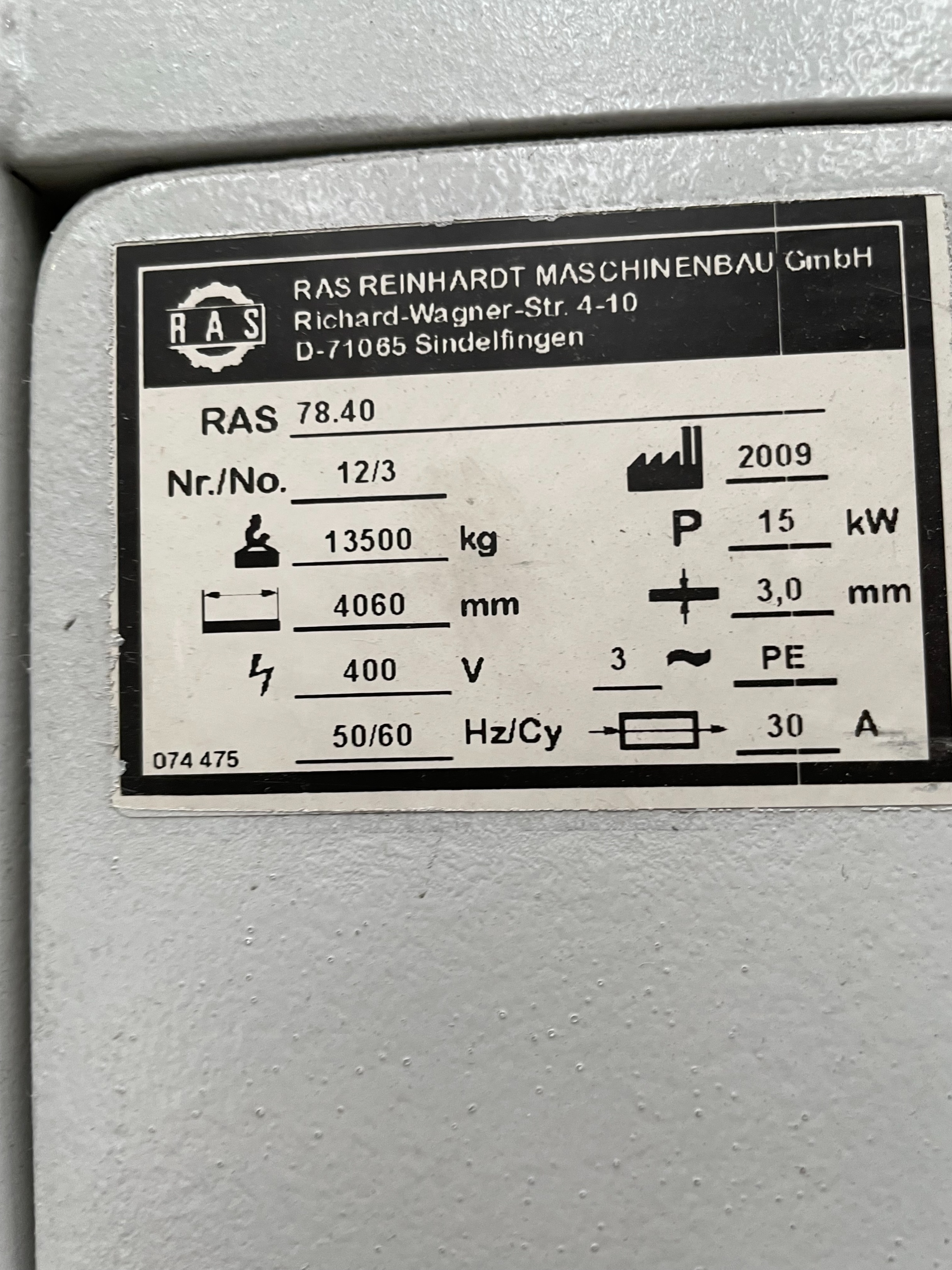 R.A.S (Reinhardt Maschinenbau GmbH) 78.40 Up Down Bend Bending Machine