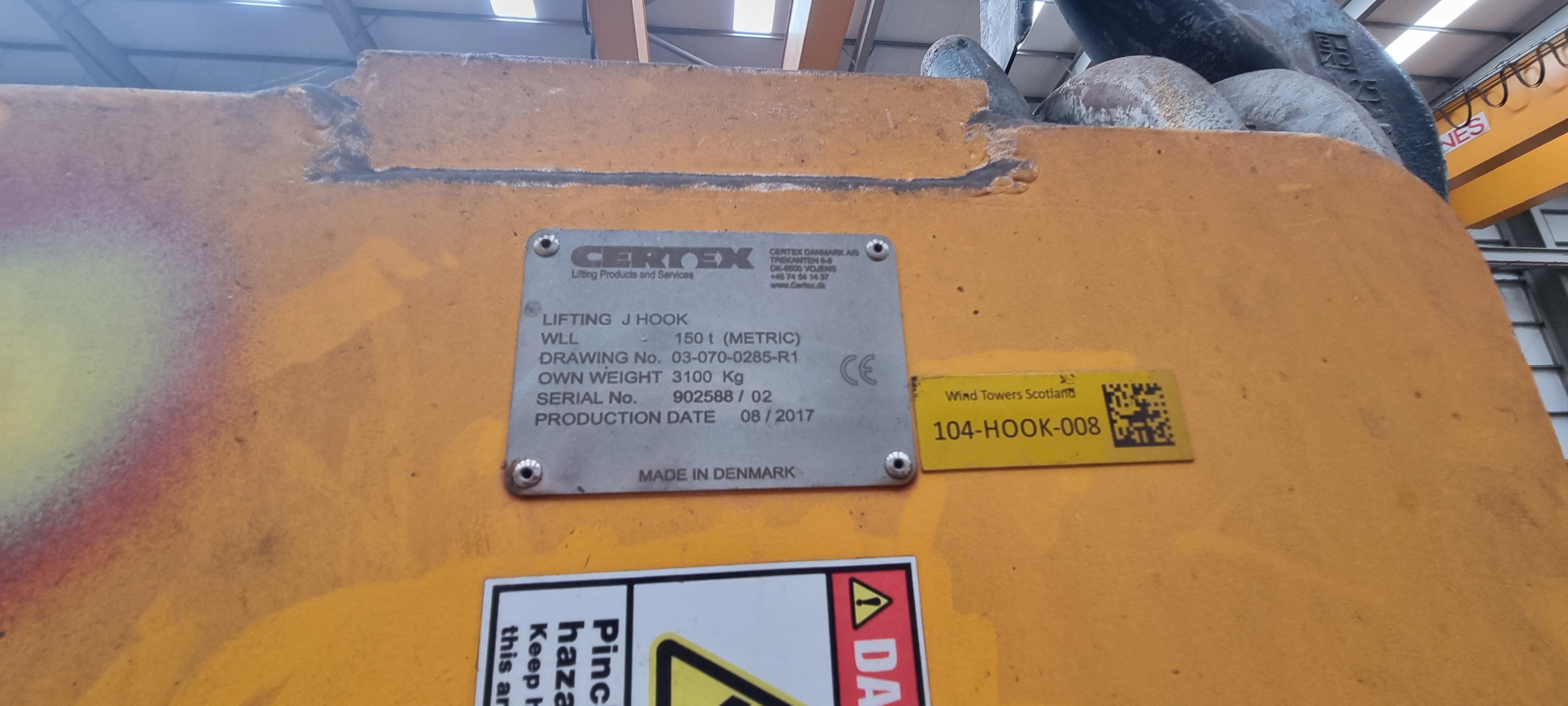 Certex 150 ton Lifting J Hook
