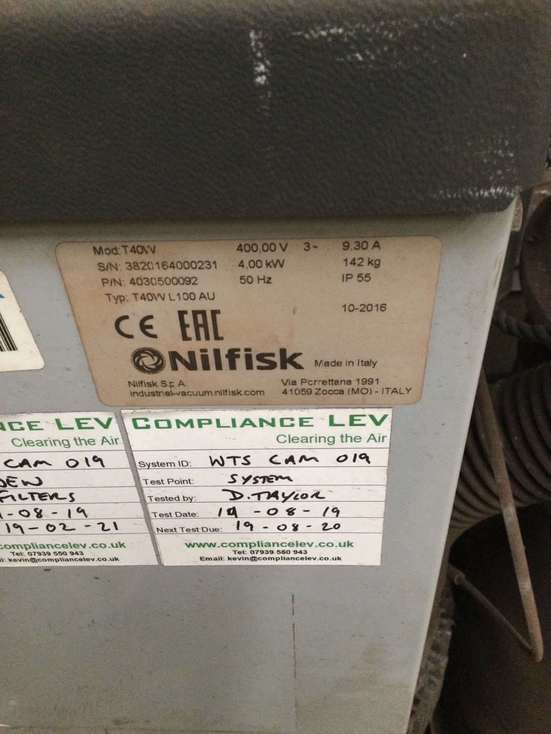 NIlfisk Model T40w 4kW Portable Extraction Unit (2016)