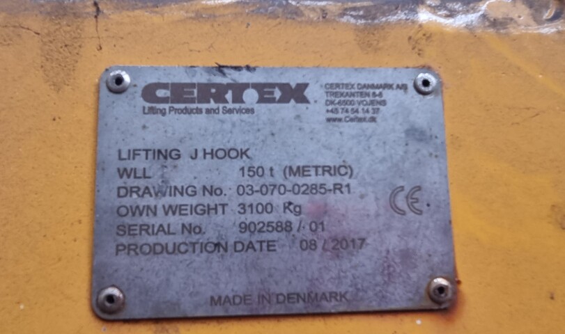 Certex 150 ton Lifting J Hook