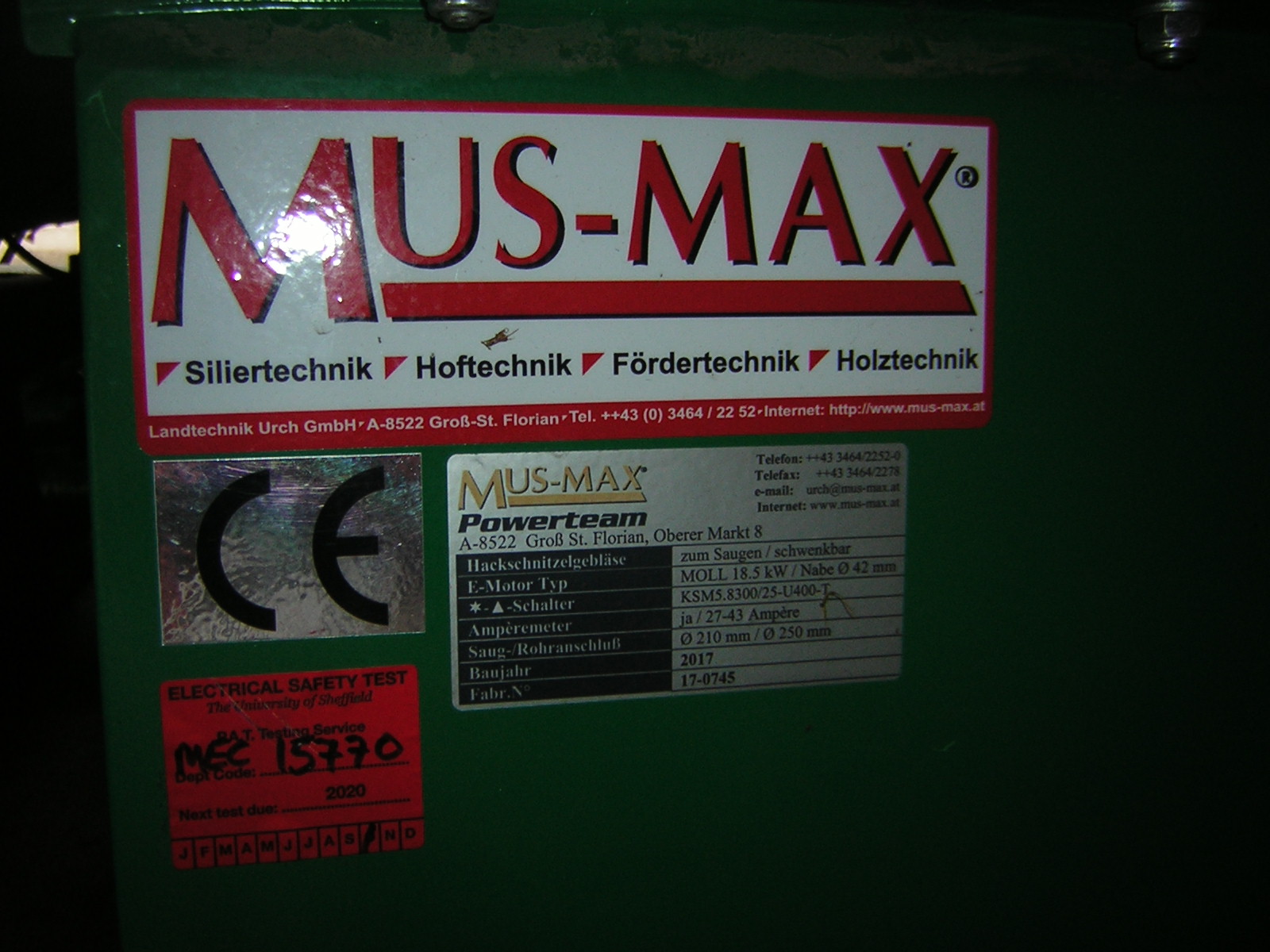 Mus - Max, Wood Chip Suction Fan