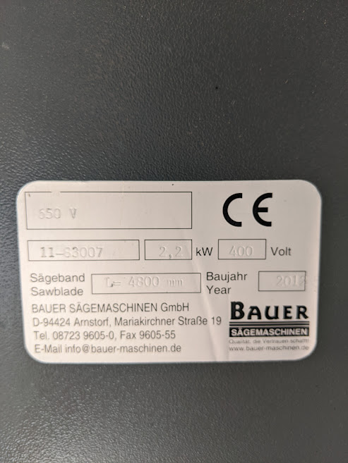 Bauer Sagemaschinen Vertical Bandsaw