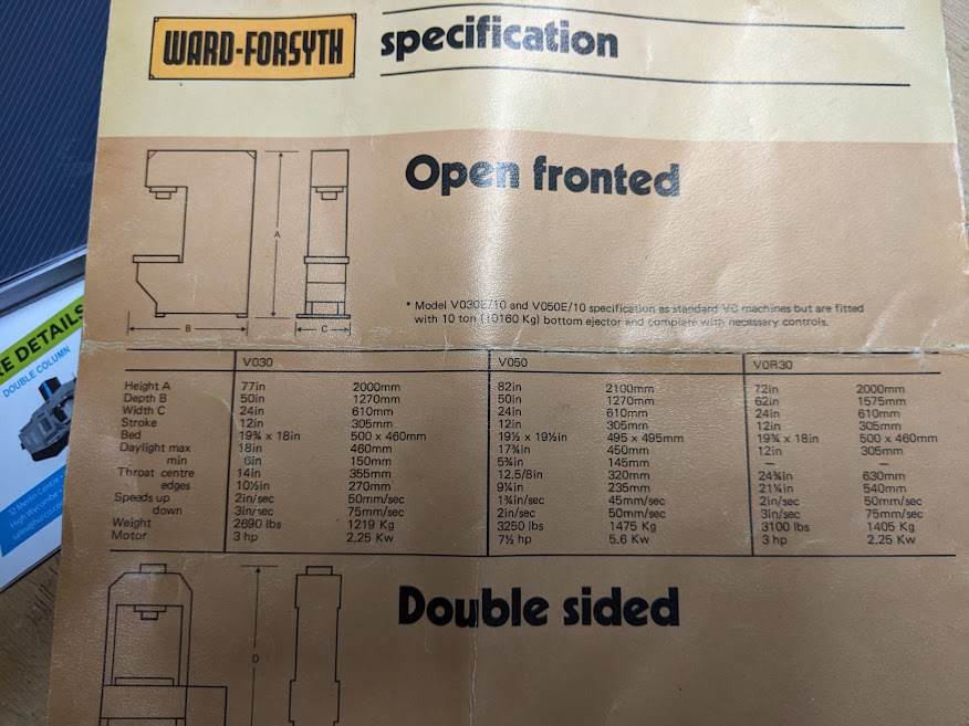 Ward Forsyth VO50 Hydraulic Press