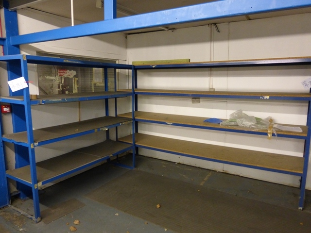 (4) Steel racks and (3) Small Steel Cabinets