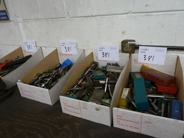 (4) Boxes Assorted Reamers, Milling Cutters, (2) Storage Cabinets and Taps