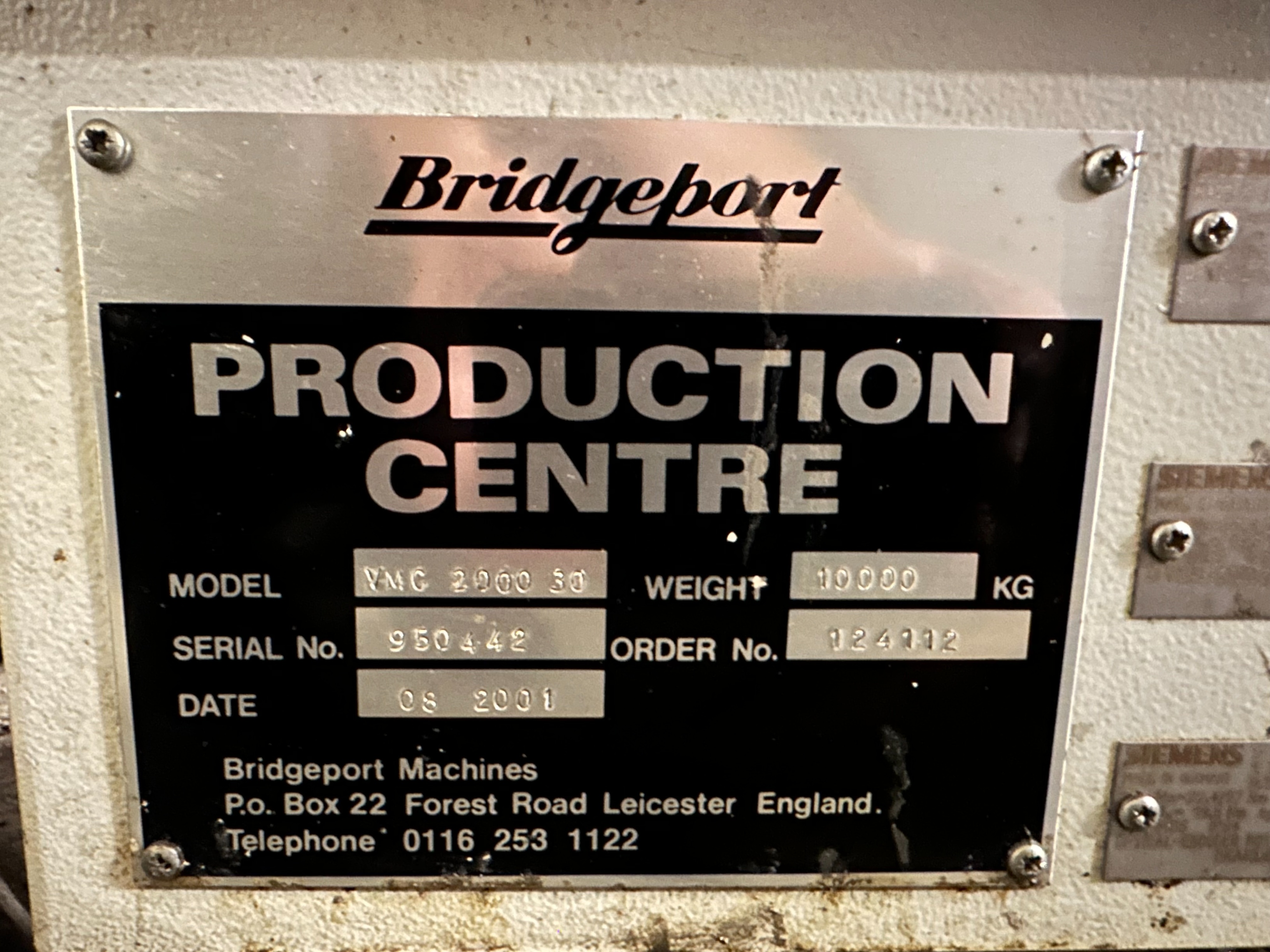 Bridgeport VMC2000 (2002) Vertical Machining Centre