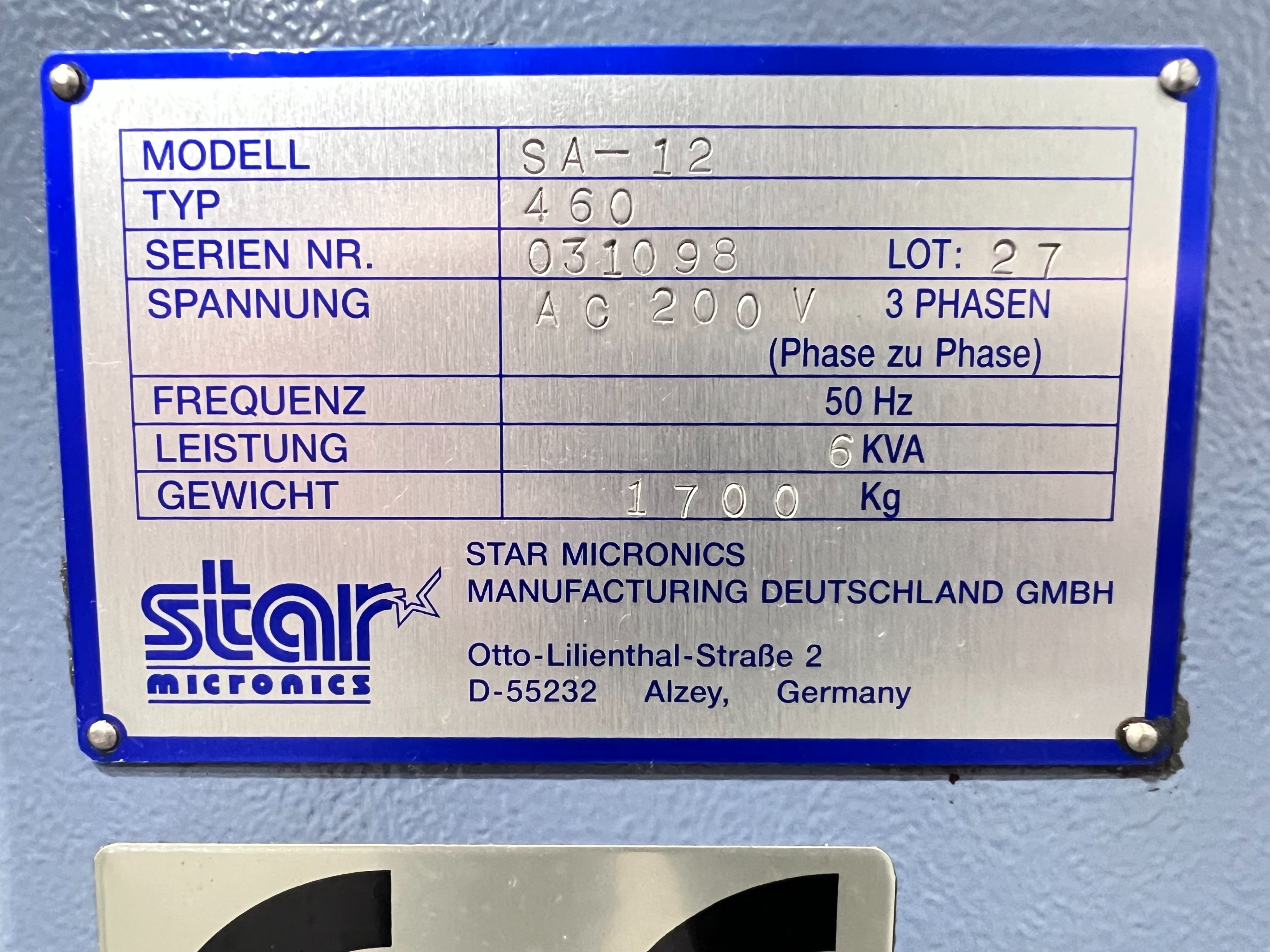 Star Micronics SA-12 Sliding Head Automatic Lathe