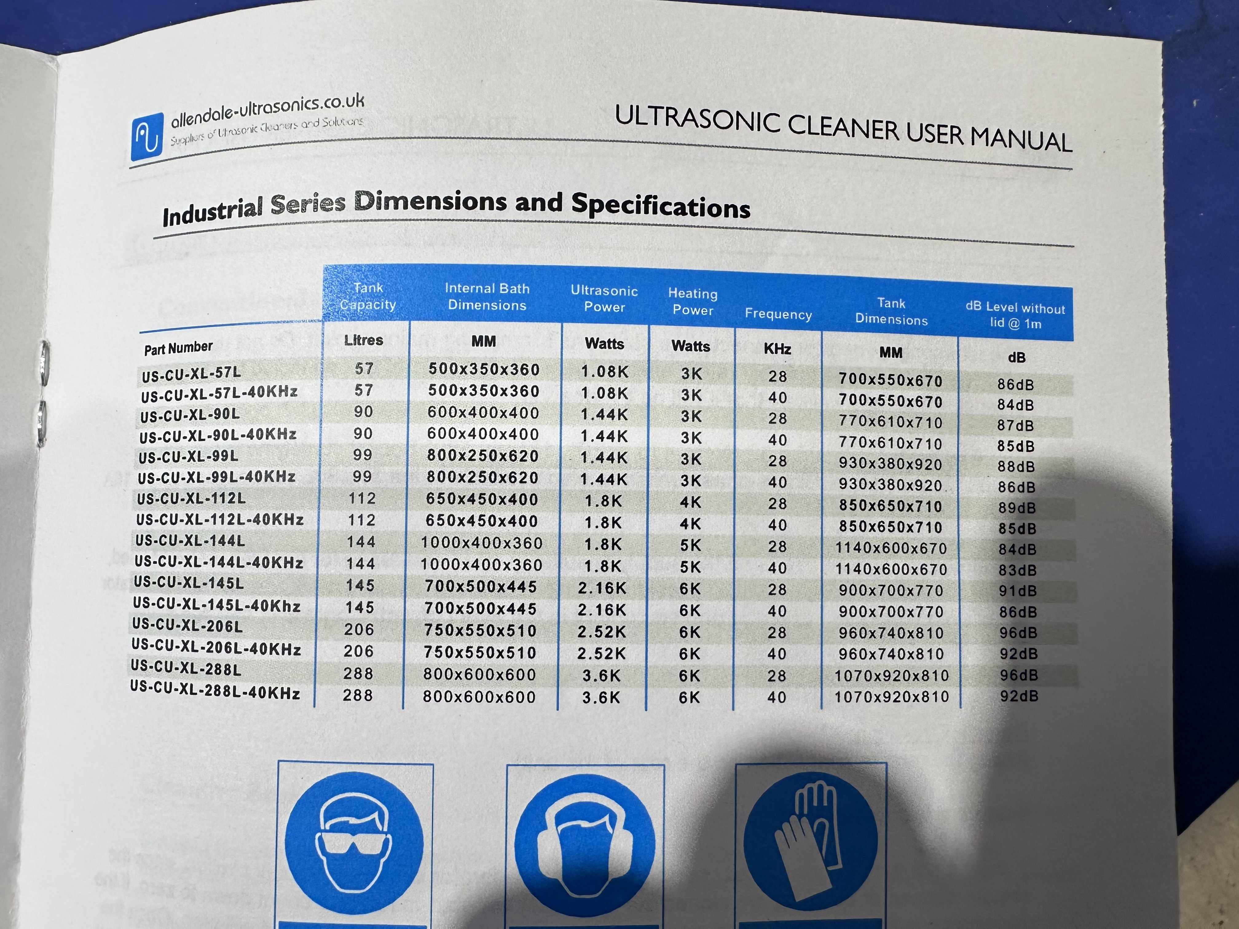 Allendale Ultrasonics Ultrasonic Cleaner Bath, Type  US-CU-XL-90L