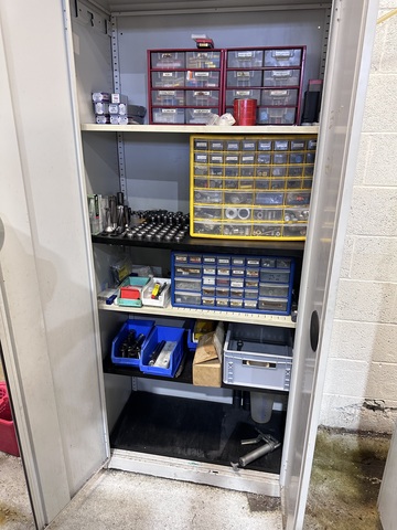 2 Door Cabinet with Various Tools Used on Haas ST20 SSY Lathe