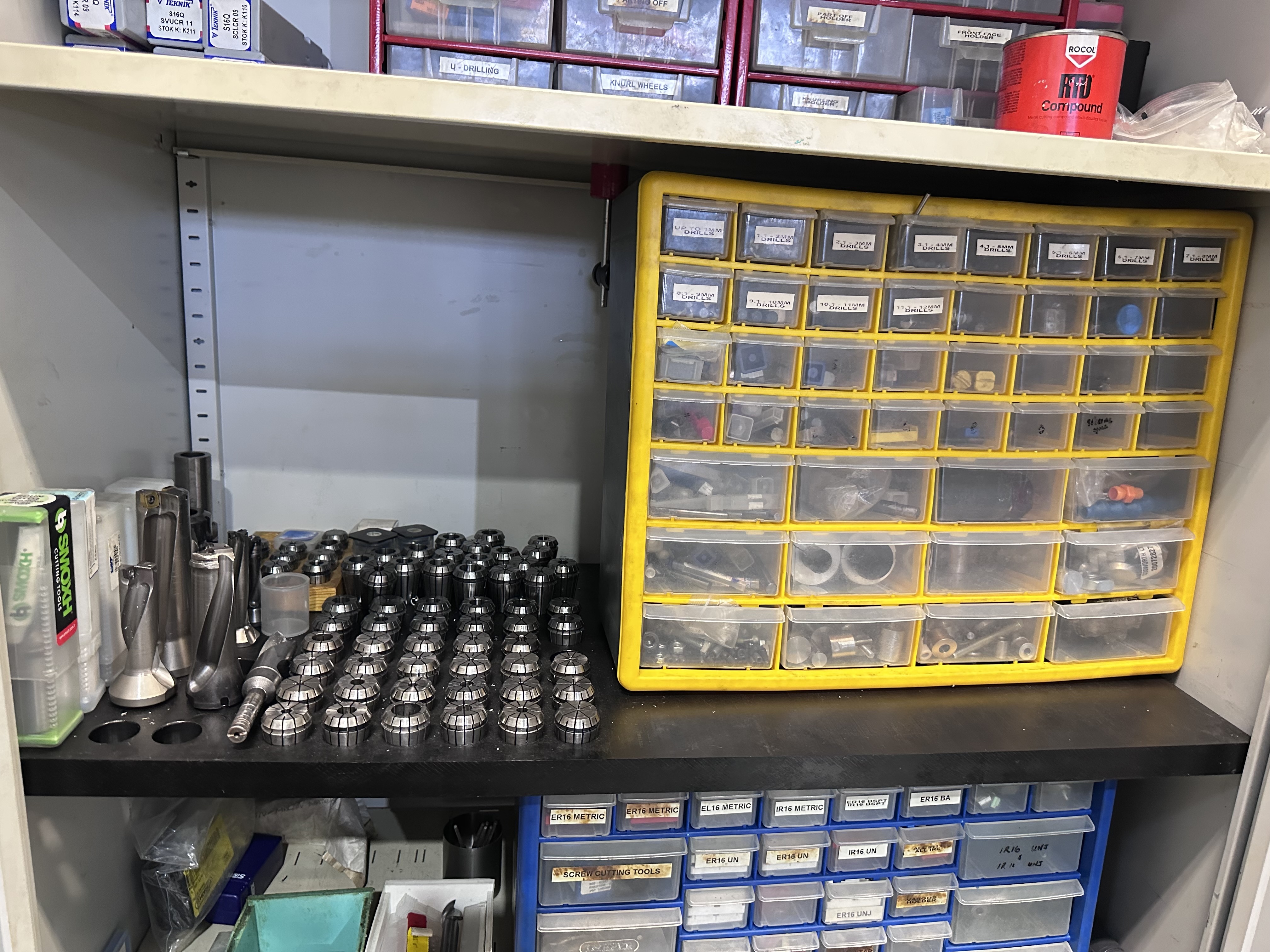 2 Door Cabinet with Various Tools Used on Haas ST20 SSY Lathe