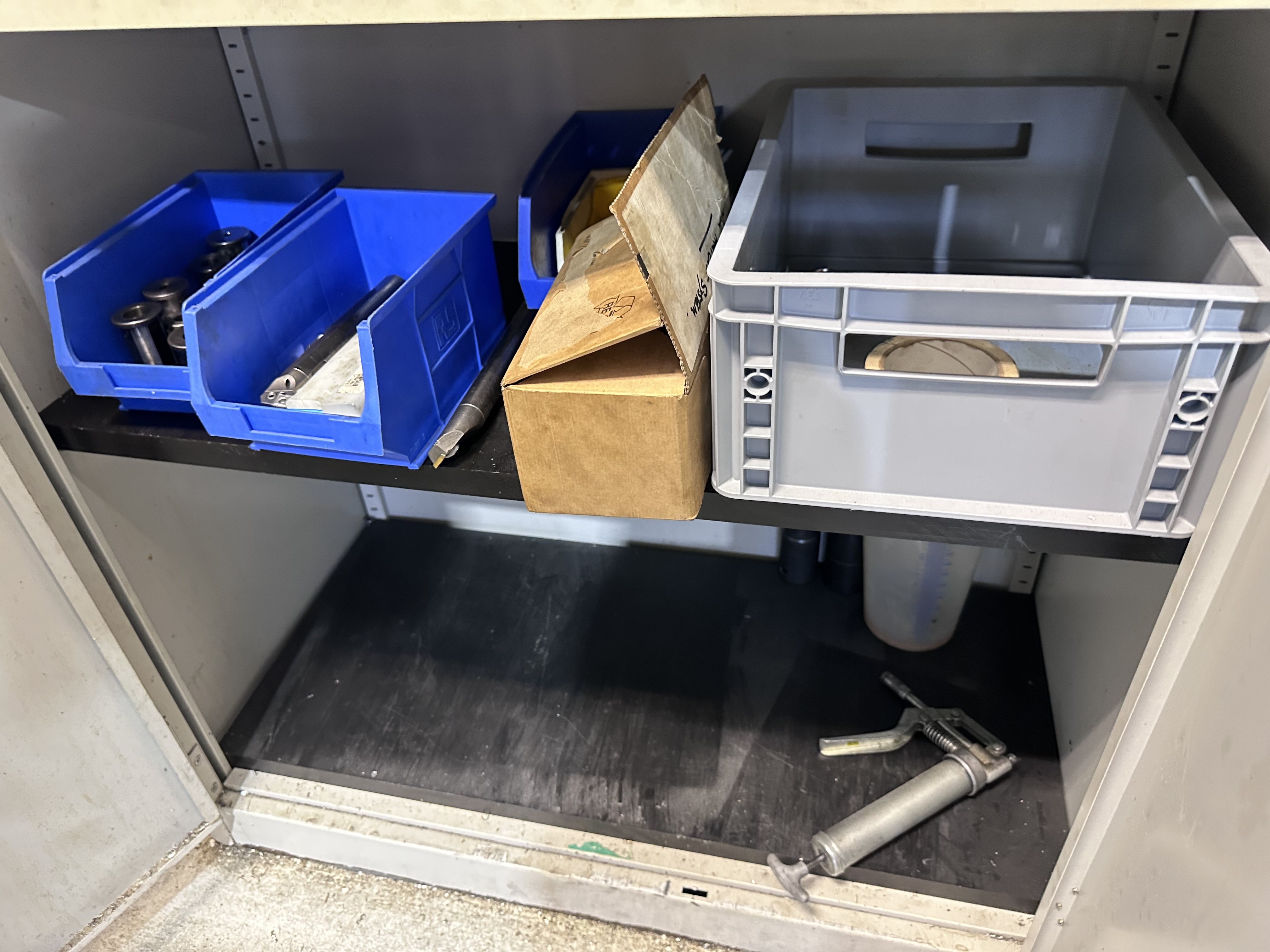 2 Door Cabinet with Various Tools Used on Haas ST20 SSY Lathe