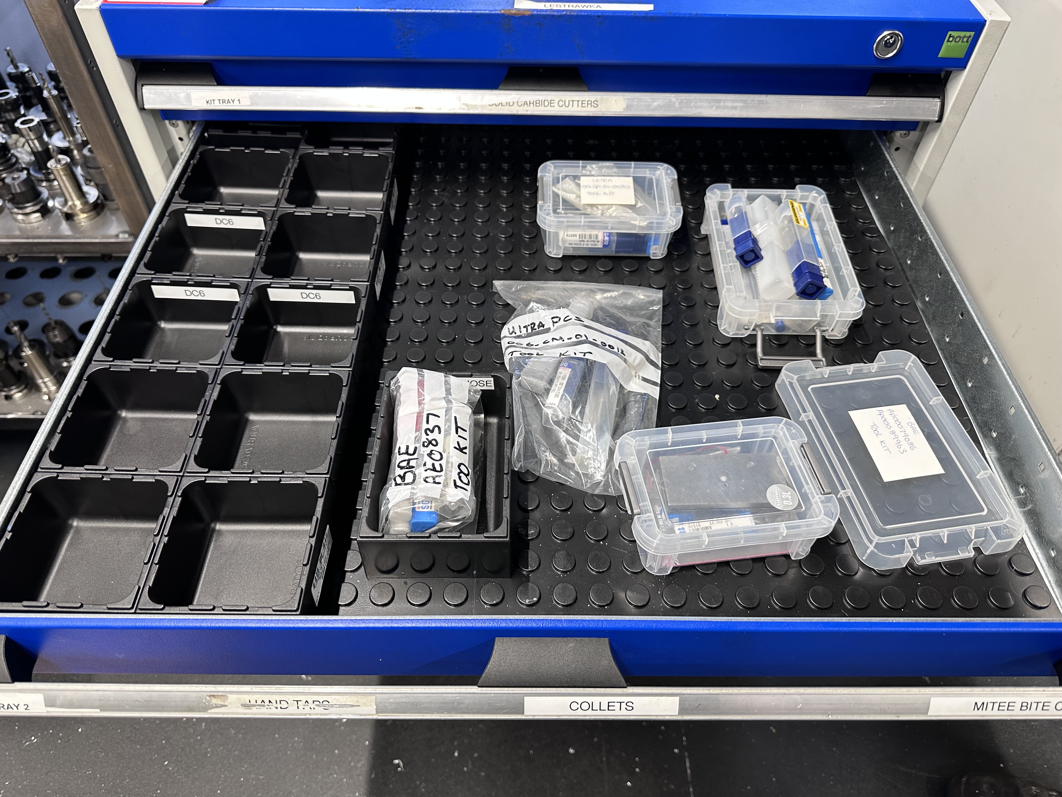 Bott 8 Drawer Tooling Cabinet, Including Various Cutters